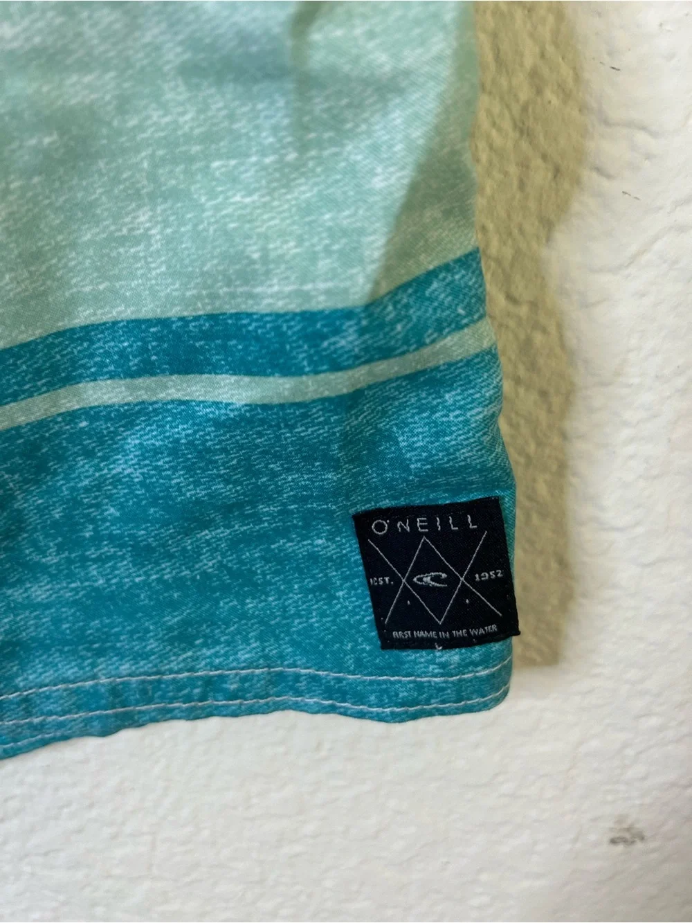 O'Neill‎ Men's Teal Stripe Boardshorts 36 Beach Vacation Lake Camp Outdoor Boat